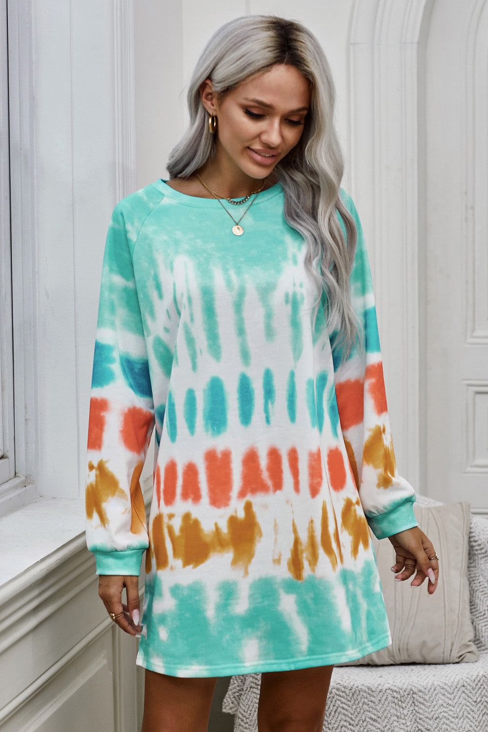tie dye long sleeve sweatshirt dress Free People Elsa Tie Dye Sweatshirt Long Sleeve Cotton Dress XS Pink Blue NWOT