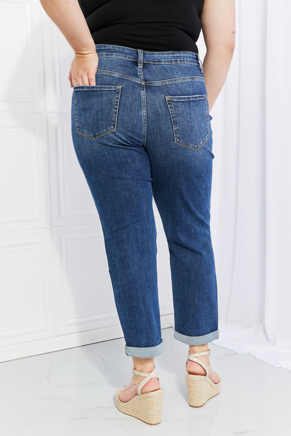 Vervet by Flying Monkey Full Size Distressed Cropped Jeans with Pockets