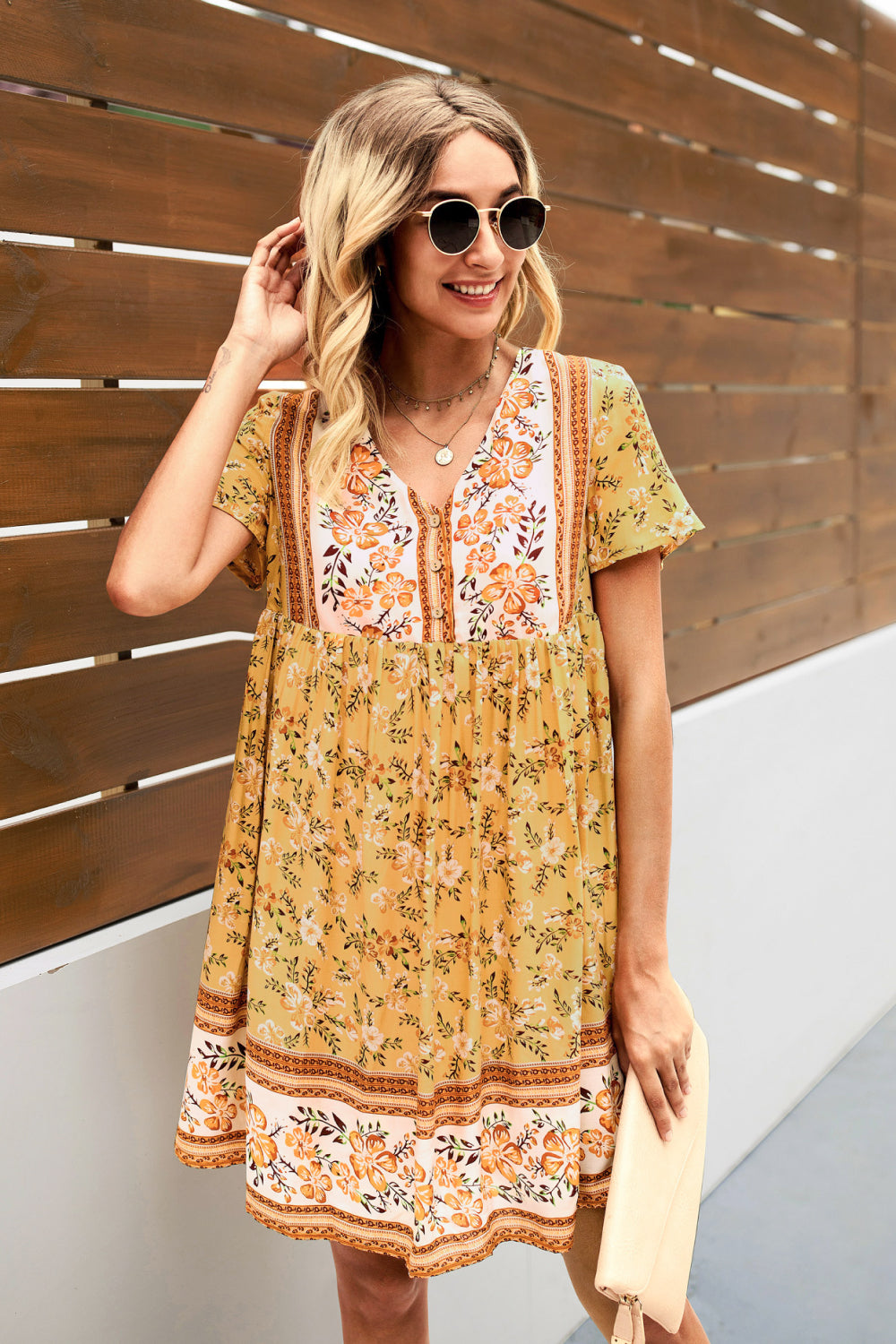 Bohemian Printed Short Sleeve Dress