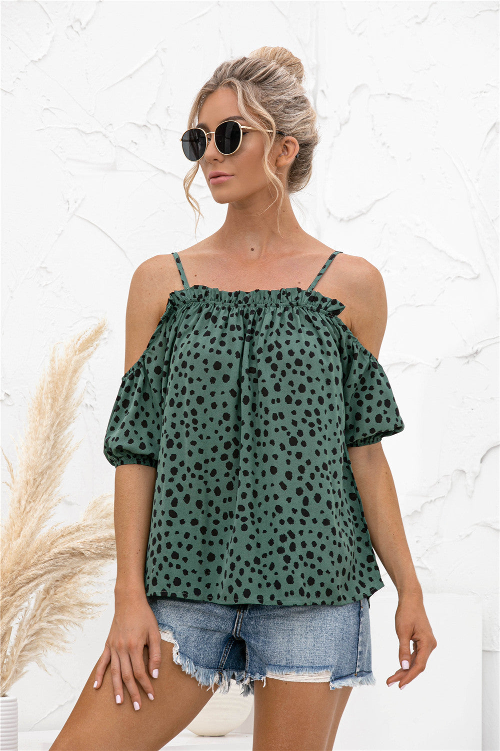 Cheetah Print Cold Shoulder Camisole Top