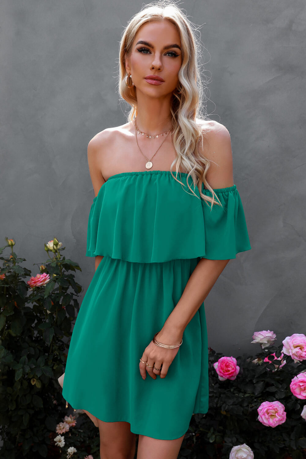 Layered Off-Shoulder Mini Dress