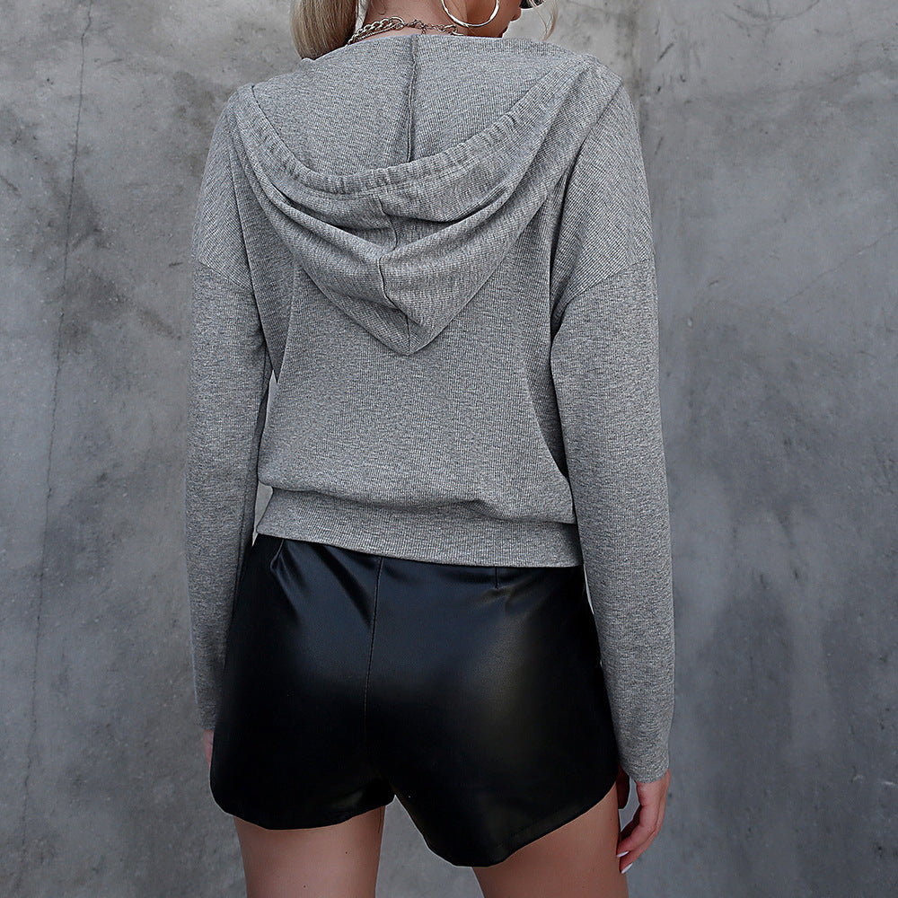 Dropped Shoulder Surplice Long Sleeve Hoodie