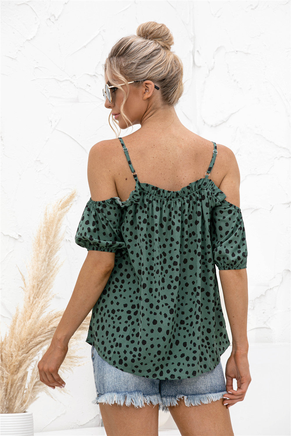 Cheetah Print Cold Shoulder Camisole Top